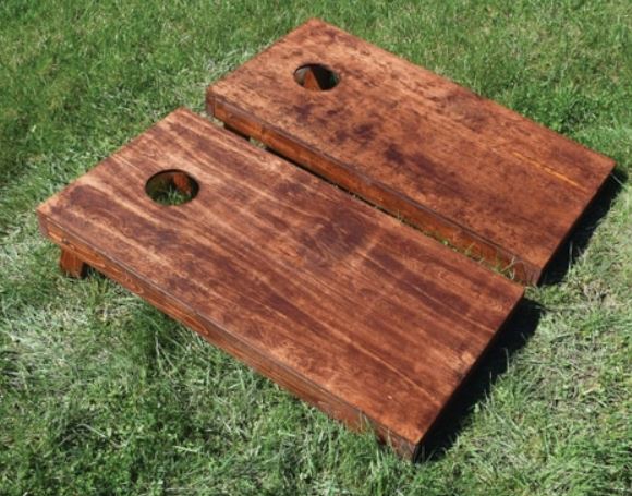 Bocce Ball Stained Wood Cornhole Set